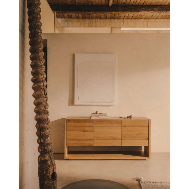 Aparador Alguema 3P, chapa roble 151x74 cm Kave. Vackart M0100006MM40