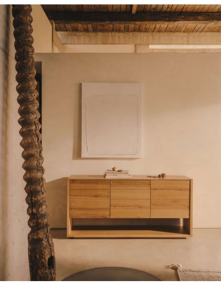 Aparador Alguema 3P, chapa roble 151x74 cm Kave. Vackart M0100006MM40