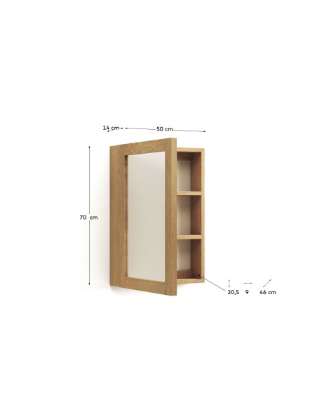 Armario con espejo de baño Plubia de madera maciza de teca 50 x 70 cm - Kave Home