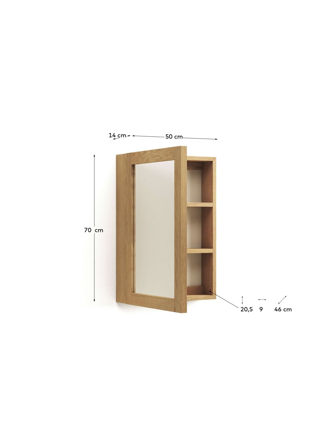 Armario con espejo de baño Plubia de madera maciza de teca 50 x 70 cm -  Kave Home. D0300006MM46