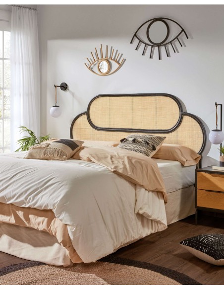 Cabecero Lalita de ratán con acabado negro para cama de 160 cm - Kave Home