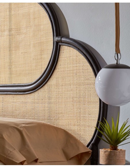 Cabecero Lalita de ratán con acabado negro para cama de 160 cm - Kave Home