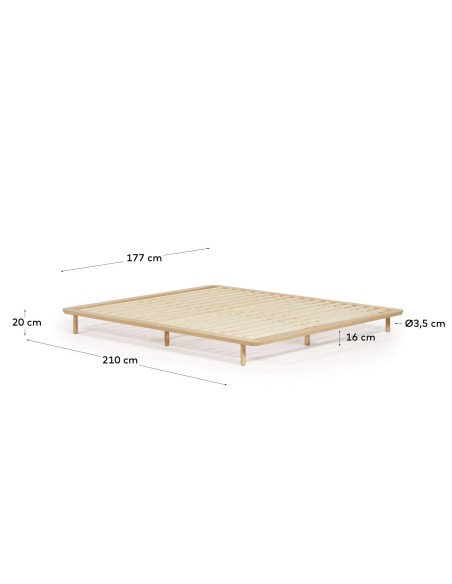 Cama Anielle de madera maciza de fresno para colchón de 160 x 200 cm - Kave Home