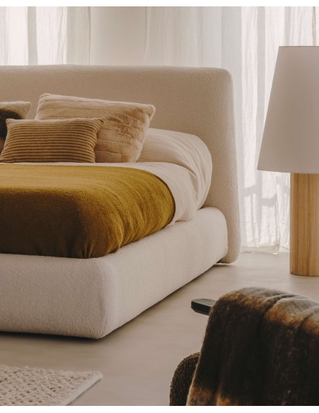 Cama desenfundable Martina de borreguito crudo para colchón de 90 x 200 cm - Kave Home