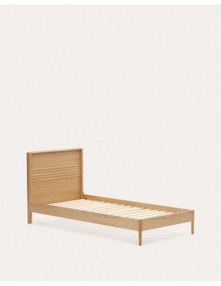 Cama Lenon de madera y chapa de roble para colchón de 90 x 200 cm FSC MIX Credit - Kave Home