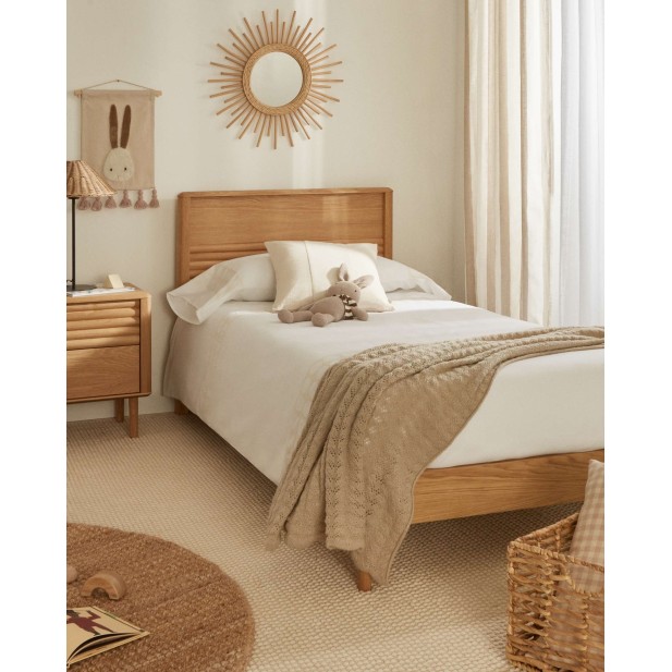 Cama Lenon de madera y chapa de roble...