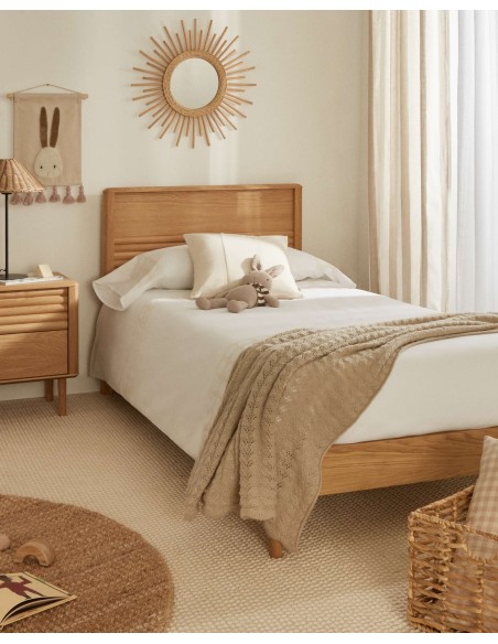 Cama Lenon de madera y chapa de roble para colchón de 90 x 200 cm FSC MIX Credit - Kave Home