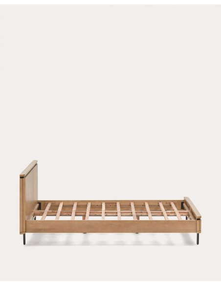 Cama Licia de madera maciza de mango y metal pintado negro para colchón de 160 x 200 cm - Kave Home
