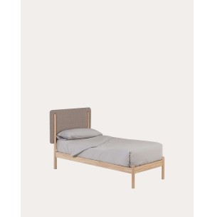 Cama Shayndel de madera maciza de caucho para colchón de 90 x 190 cm - Kave Home. D191090190AB12, Vackart. Cama individual de estilo Nórdico