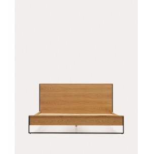 Cama Taiana, chapa roble, acero 160x200cm - Kave. Vackart N0100004MM40