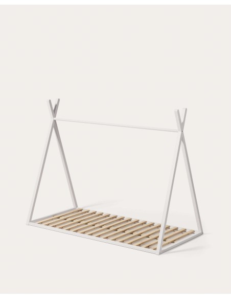 Cama tipi Maralis de madera maciza de haya con acabado blanco para colchón de 90 x 190 cm - Kave Home