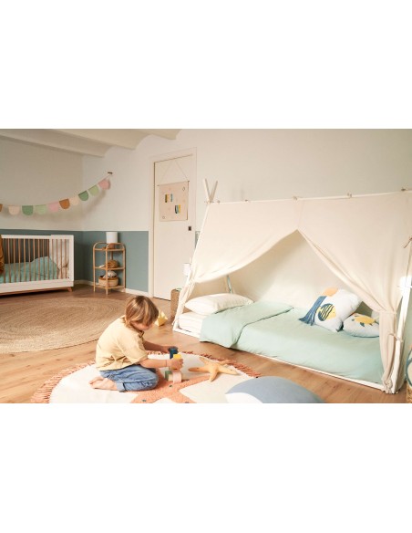 Cama tipi Maralis de madera maciza de haya con acabado blanco para colchón de 90 x 190 cm - Kave Home