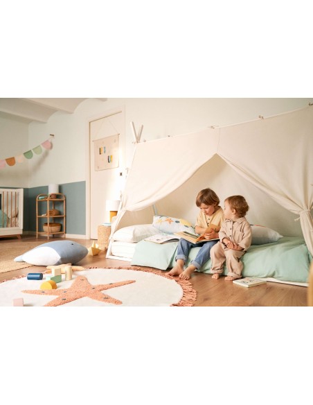 Cama tipi Maralis de madera maciza de haya con acabado blanco para colchón de 90 x 190 cm - Kave Home
