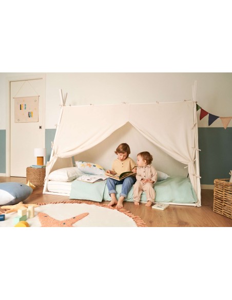 Cama tipi Maralis de madera maciza de haya con acabado blanco para colchón de 90 x 190 cm - Kave Home