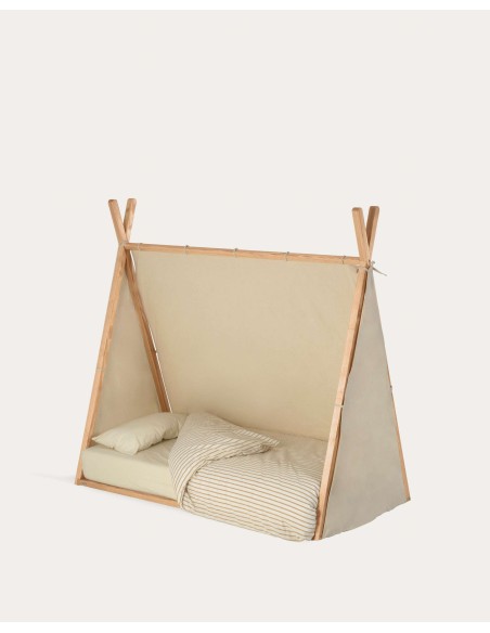 Cama tipi Maralis de madera maciza de haya con acabado natural para colchón de 70 x 140 cm - Kave Home