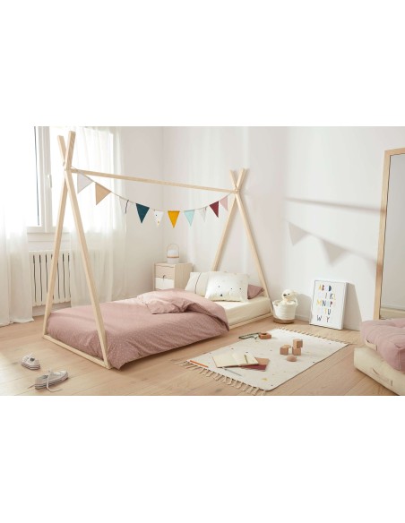 Cama tipi Maralis madera maciza de haya con acabado natural para colchón de 90 x 190 cm - Kave Home