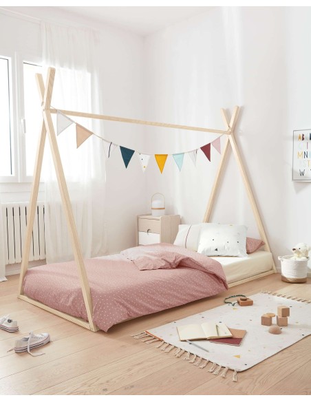 Cama tipi Maralis madera maciza de haya con acabado natural para colchón de 90 x 190 cm - Kave Home