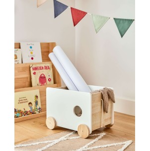 Carrito Bianina, madera nat, MDF blanco FSC - Kave. Vackart YG0060M05 2