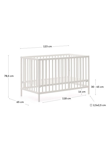 Cuna Shantal de madera maciza de haya acabado blanco 60 x 120 cm - Kave Home