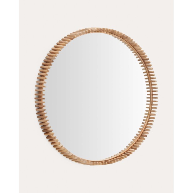 Espejo Polke, madera de teca Ø100 cm - Kave Home. Vackart D0300024MM47