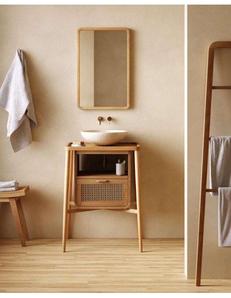 Espejo Shamel de madera maciza de teca 45 x 70 cm - Kave Home