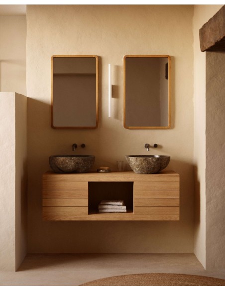 Espejo Shamel de madera maciza de teca 45 x 70 cm - Kave Home