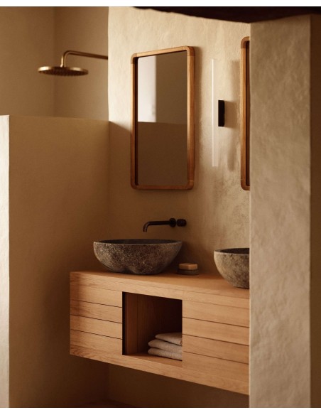 Espejo Shamel de madera maciza de teca 45 x 70 cm - Kave Home