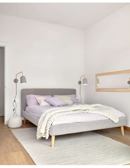 Funda cama Dyla de borreguito gris claro para colchón de 160 x 200 cm - Kave Home