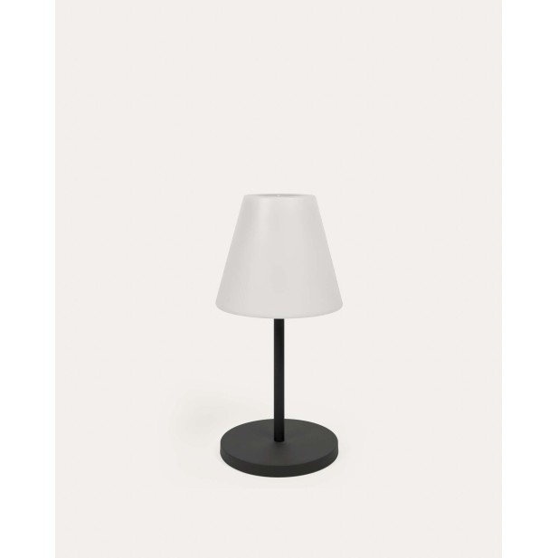 Lámpara de mesa de exterior Amaray de acero con acabado negro - Kave Home