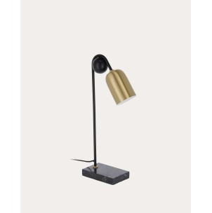 Lámpara de mesa Natsumi de metal, madera y mármol - Kave Home. AA5836R53, Vackart. Lámpara de mesa de estilo Moderno