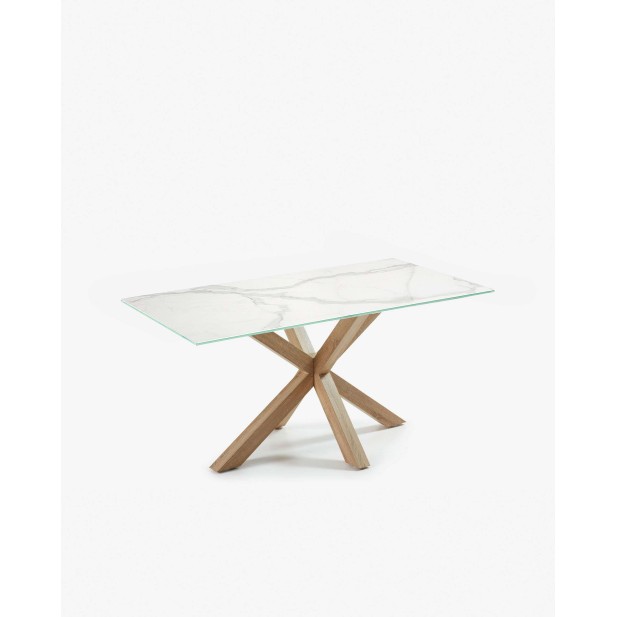 Mesa Argo porcelánico, acero efecto madera 160x90 cm Kave Home C437K05