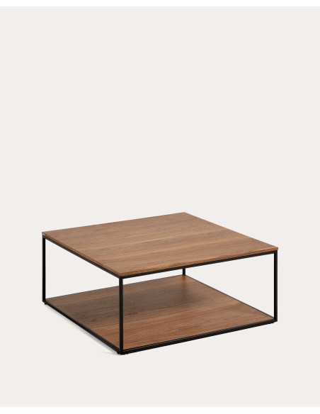 Mesa centro Yoana, chapa nogal, metal 80x80 cm Kave Home. T0600009MM41