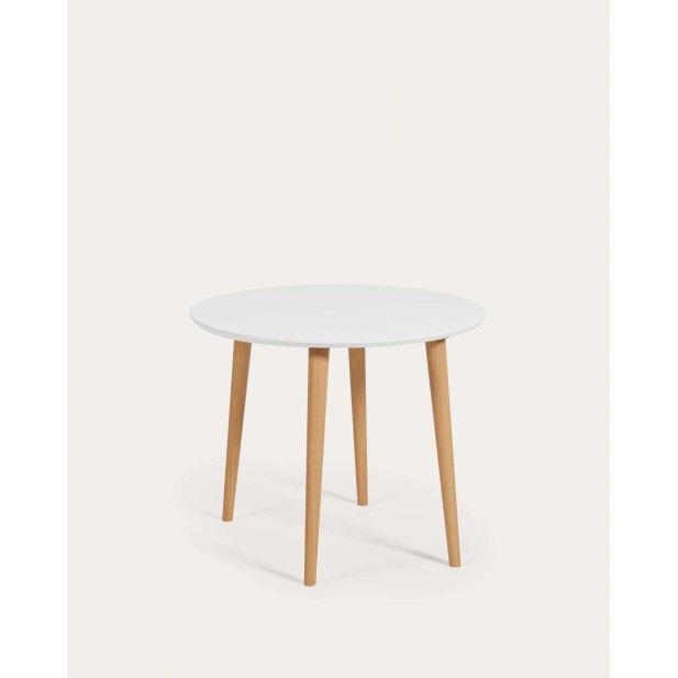 Mesa ext redonda Oqui, blanco madera 90 (170)x90 cm- Kave T0300006MM05