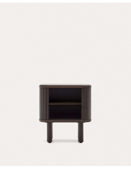 Mesita de noche Mailen en chapa de fresno con acabado oscuro 50 x 55 cm - Kave Home