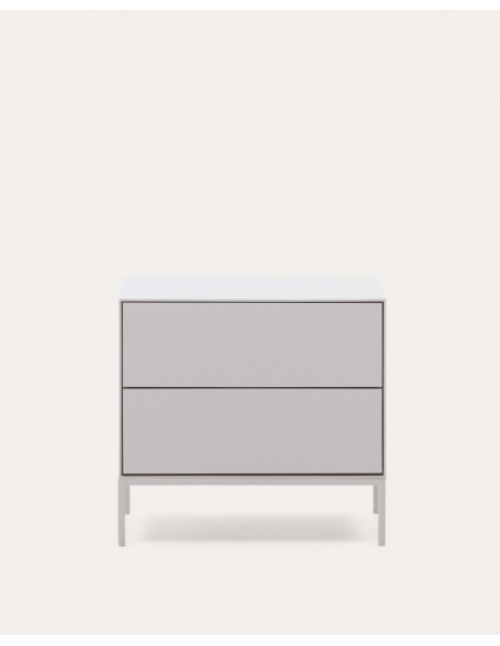 Mesita noche Vedrana 2 cajones, DM blanco 60x55 cm - Kave N1200013LL05