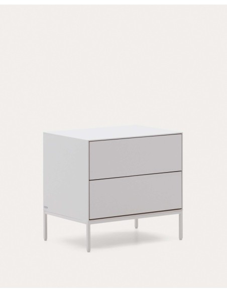 Mesita de noche Vedrana 2 cajones DM lacado blanco 60 x 55 cm - Kave Home