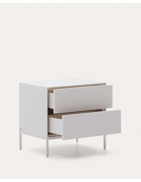 Mesita de noche Vedrana 2 cajones DM lacado blanco 60 x 55 cm - Kave Home