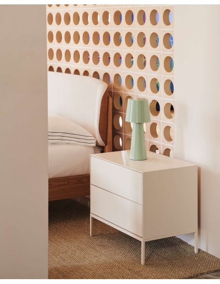 Mesita de noche Vedrana 2 cajones DM lacado blanco 60 x 55 cm - Kave Home