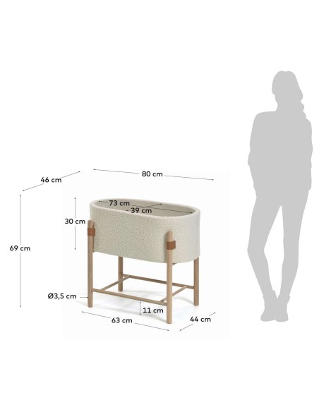 Moisés Adara de borreguito blanco y madera maciza de haya 69 x 46 cm - Kave Home