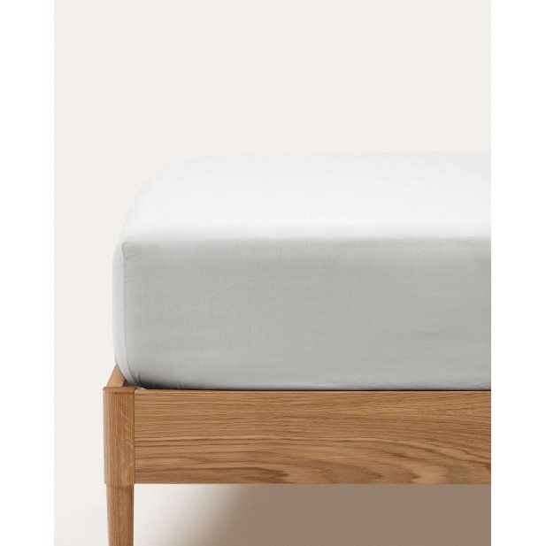 Sábana bajera Teia 100% algodón percal 180 hilos blanco para cama 150 cm - Kave Home