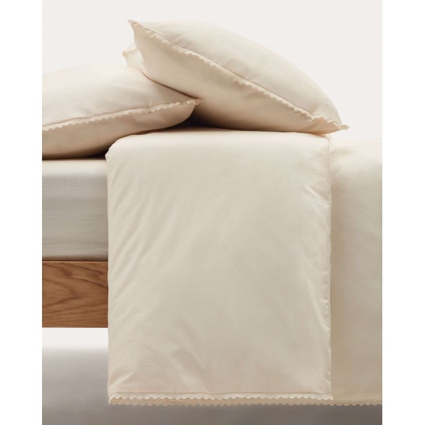 Set Ciurana fundas nórdica y de almohada 100% algodón puntilla natural cama 135/140 cm - Kave Home