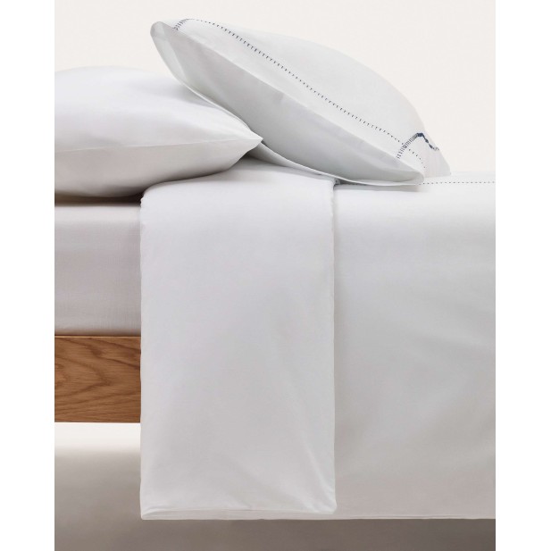 Set Elvia fundas nórdica y de almohada 100% algodón percal 180 hilos blanco cama 135 cm - Kave Home