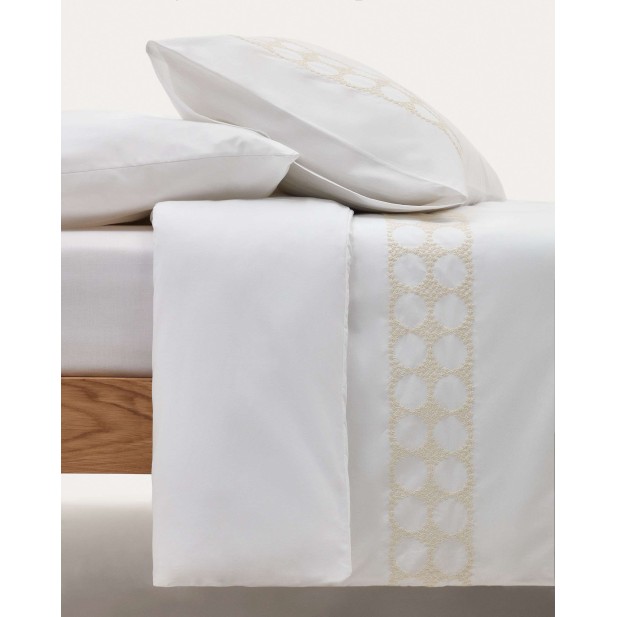 Set Teia fundas nórdica y de almohada algodón percal blanco bordado floral cama 135 cm - Kave Home