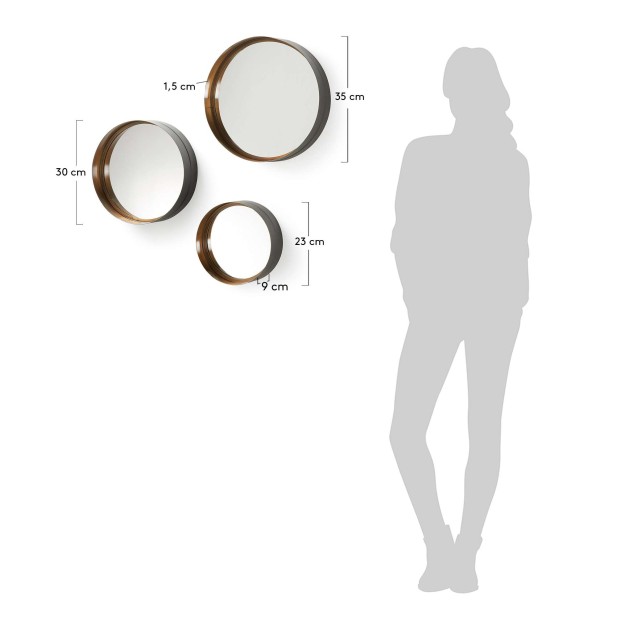 Set Wilton de 3 espejos de acero  Ø... Set Wilton de 3 espejos de acero  Ø...