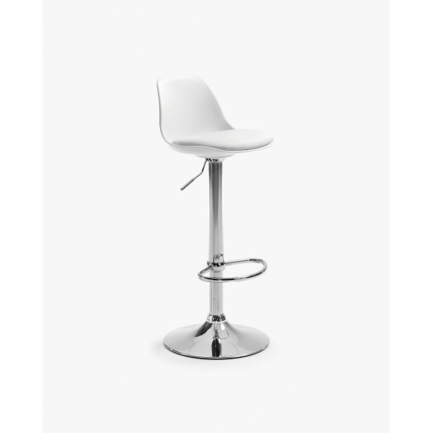 Taburete Orlando-T blanco, acero altura 60-82 cm - Kave Home. C060U05