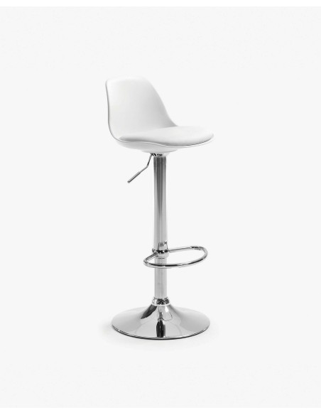 Taburete Orlando-T blanco, acero altura 60-82 cm - Kave Home. C060U05