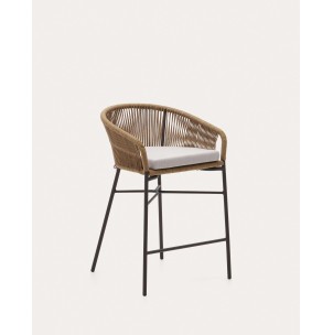 Taburete Yanet, cuerda beige, acero, alto 65 cm - Kave Home. CC5226J12