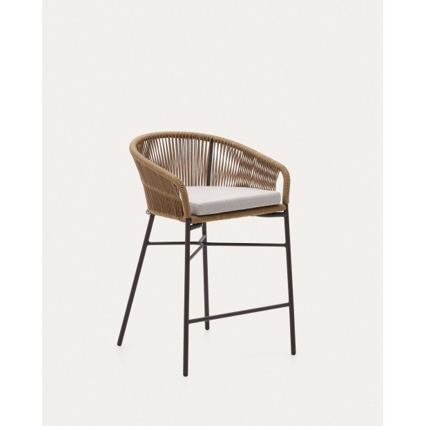 Taburete Yanet, cuerda beige, acero, alto 65 cm - Kave Home. CC5226J12