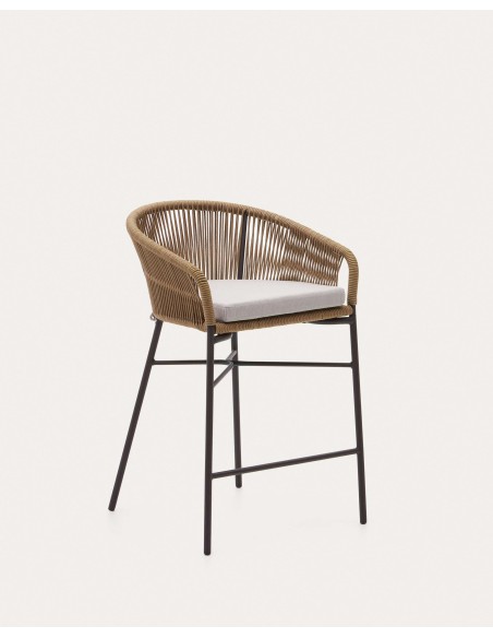 Taburete Yanet, cuerda beige, acero, alto 65 cm - Kave Home. CC5226J12