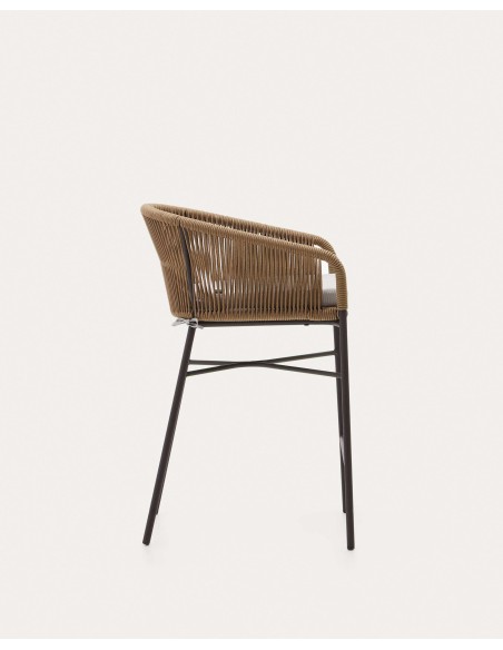 Taburete Yanet de cuerda beige y acero galvanizado altura 65 cm - Kave Home